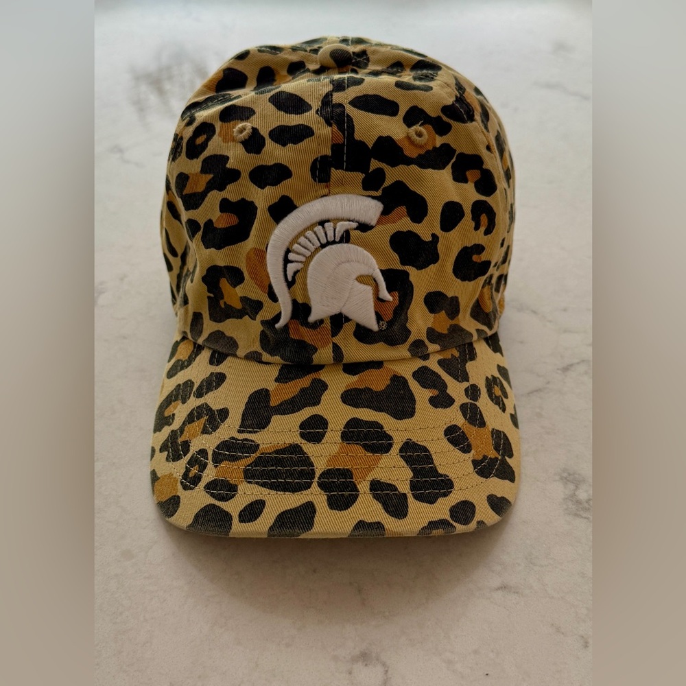 Michigan State University Women’s Black Leopard Print Hat with Spartan logo